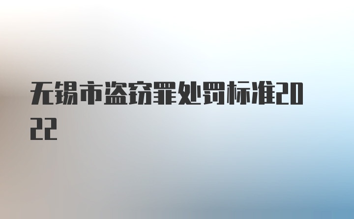 无锡市盗窃罪处罚标准2022