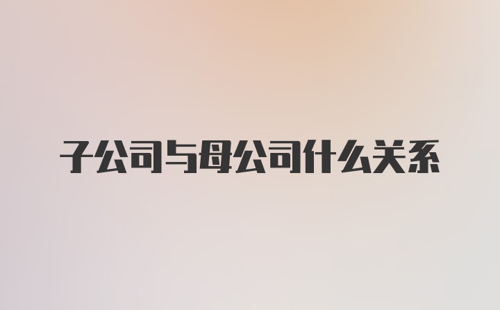 子公司与母公司什么关系