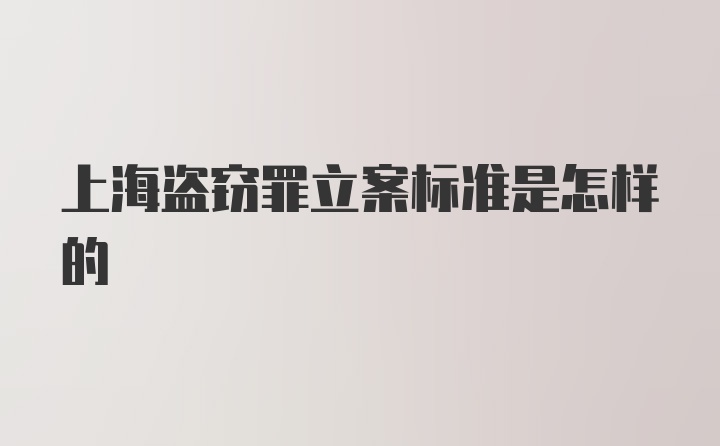 上海盗窃罪立案标准是怎样的