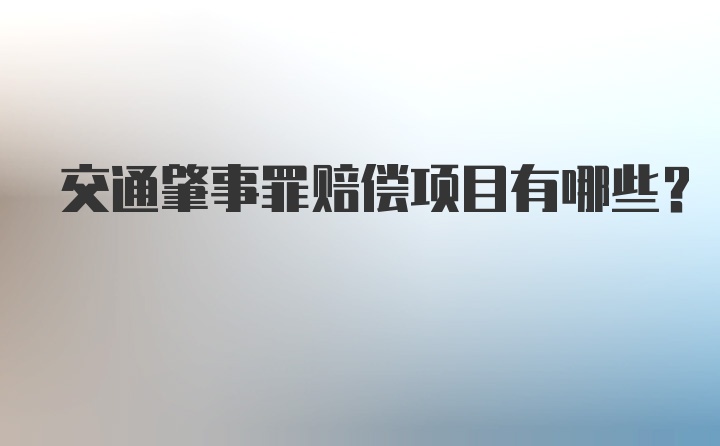 交通肇事罪赔偿项目有哪些？