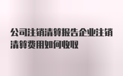 公司注销清算报告企业注销清算费用如何收取