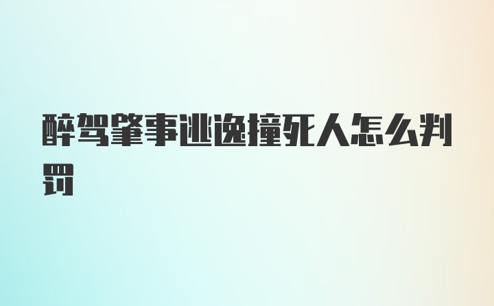 醉驾肇事逃逸撞死人怎么判罚