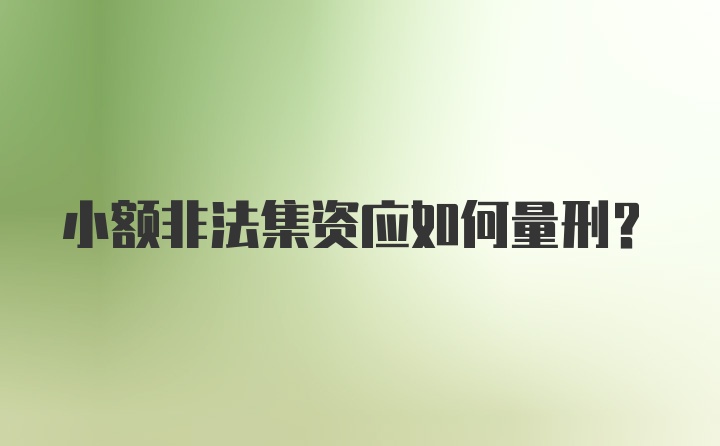 小额非法集资应如何量刑？