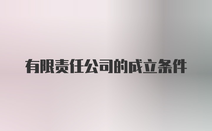 有限责任公司的成立条件