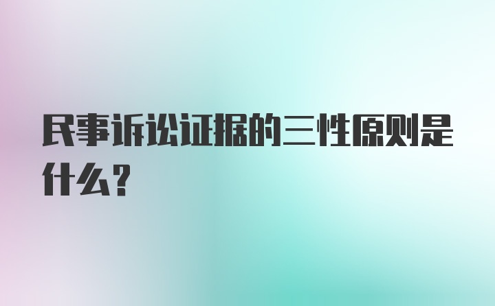 民事诉讼证据的三性原则是什么？