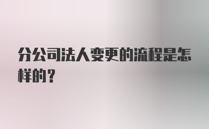 分公司法人变更的流程是怎样的？