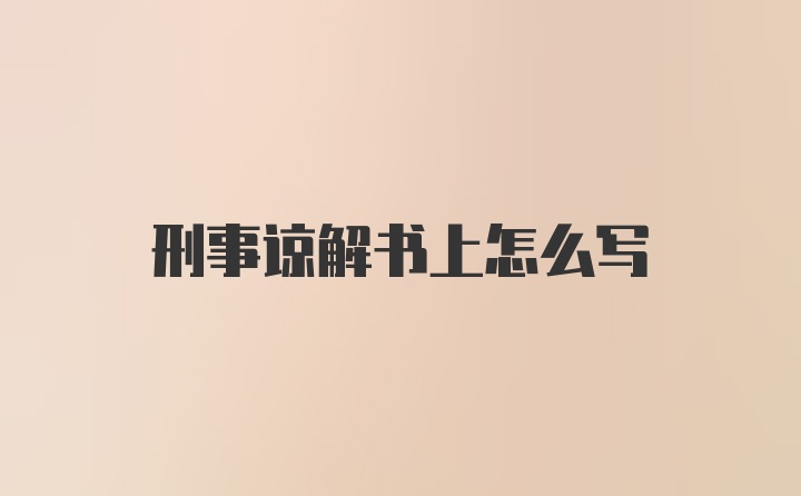 刑事谅解书上怎么写