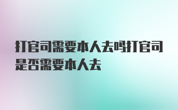 打官司需要本人去吗打官司是否需要本人去