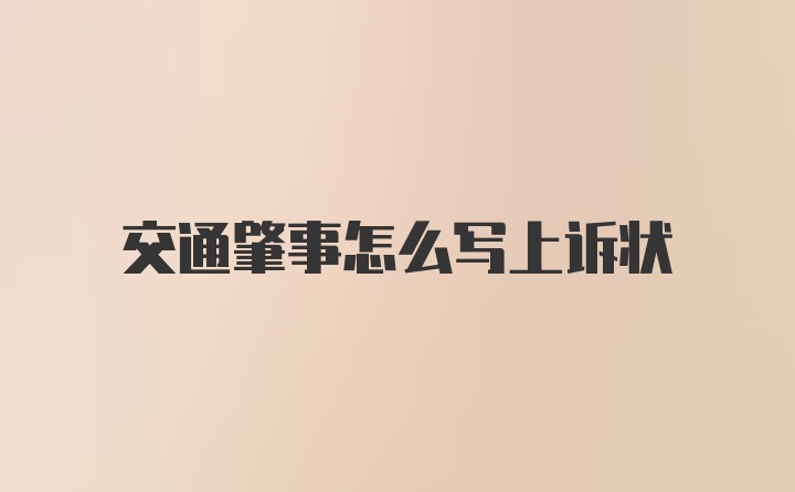 交通肇事怎么写上诉状