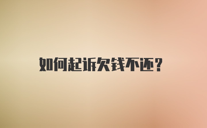 如何起诉欠钱不还？