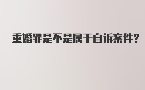 重婚罪是不是属于自诉案件？