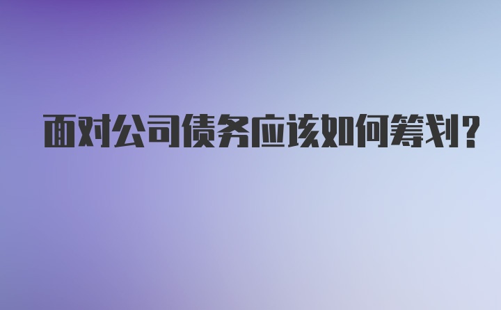 面对公司债务应该如何筹划?