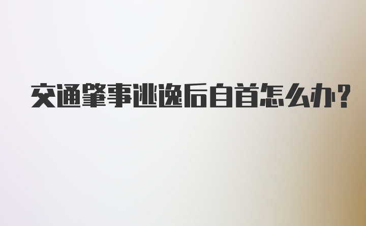 交通肇事逃逸后自首怎么办？