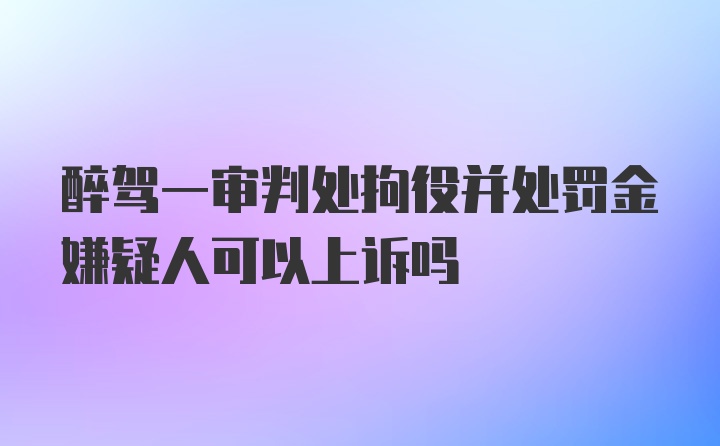 醉驾一审判处拘役并处罚金嫌疑人可以上诉吗