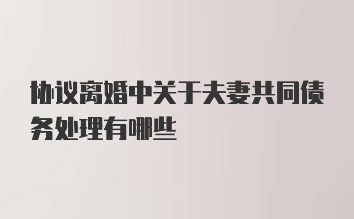 协议离婚中关于夫妻共同债务处理有哪些