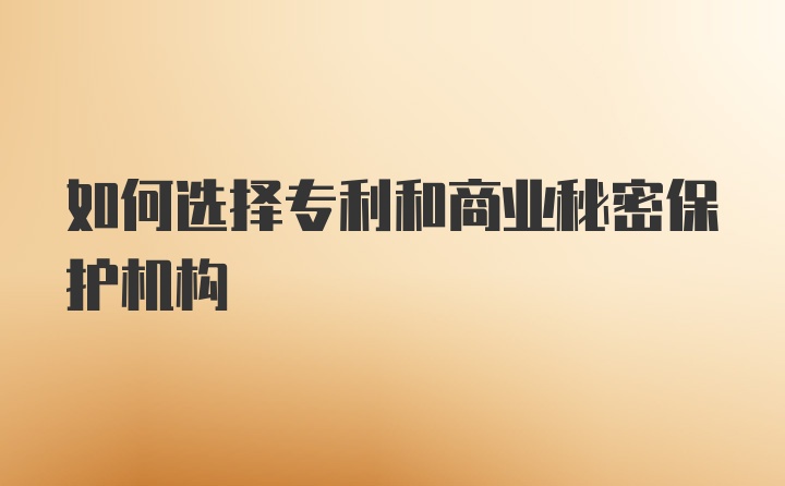 如何选择专利和商业秘密保护机构