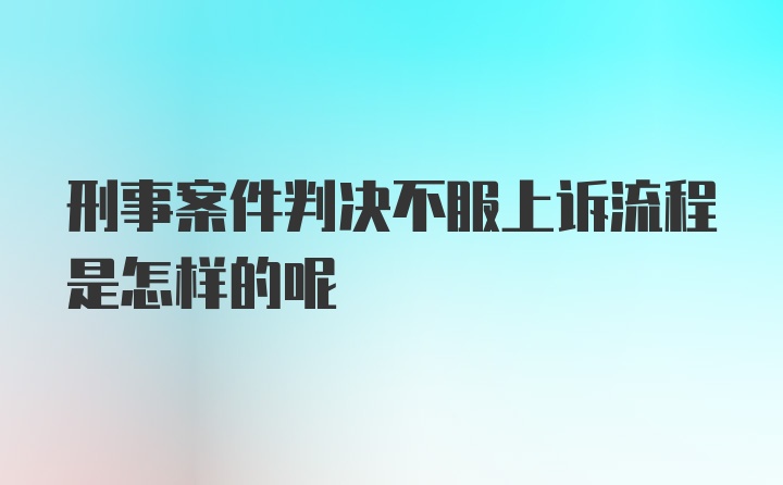 刑事案件判决不服上诉流程是怎样的呢