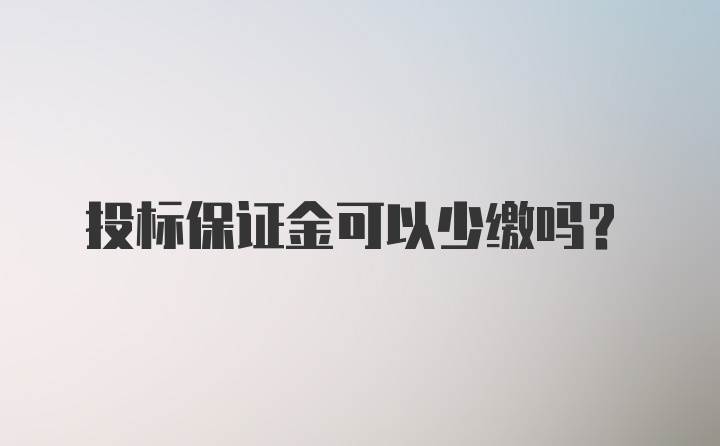 投标保证金可以少缴吗？