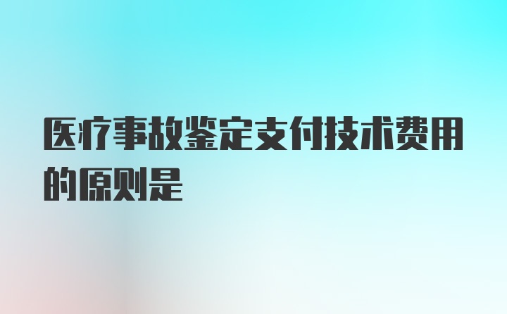 医疗事故鉴定支付技术费用的原则是