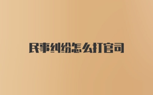 民事纠纷怎么打官司