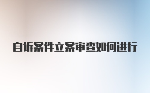 自诉案件立案审查如何进行