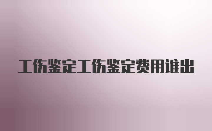 工伤鉴定工伤鉴定费用谁出