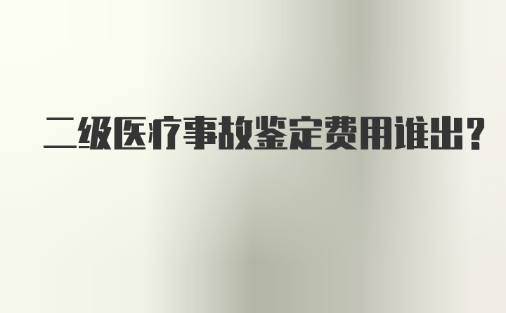 二级医疗事故鉴定费用谁出？