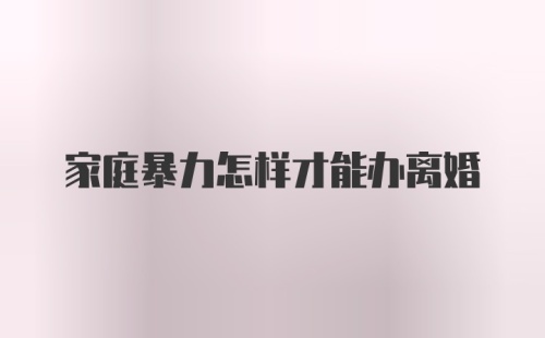 家庭暴力怎样才能办离婚