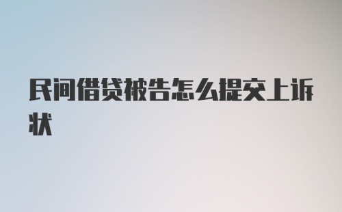 民间借贷被告怎么提交上诉状