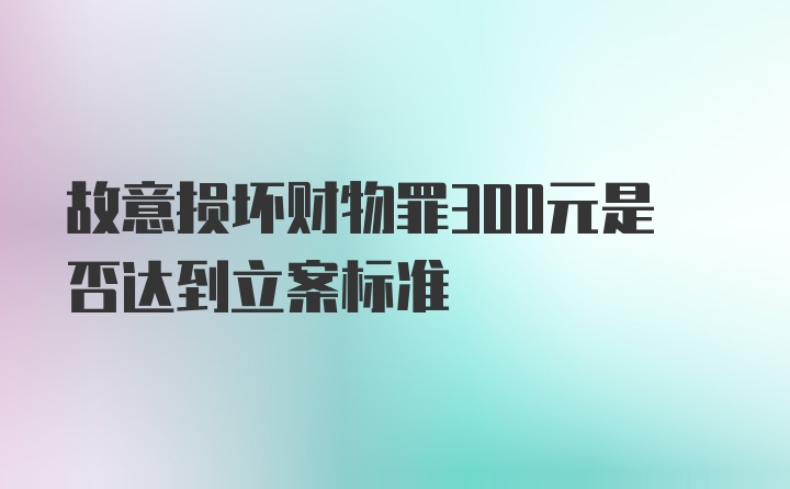 故意损坏财物罪300元是否达到立案标准