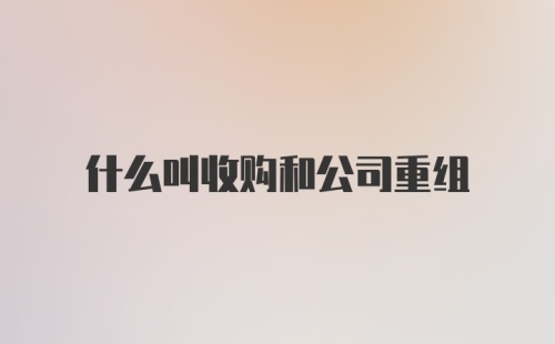 什么叫收购和公司重组