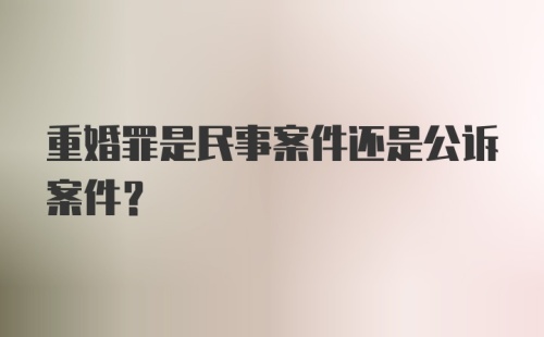 重婚罪是民事案件还是公诉案件？