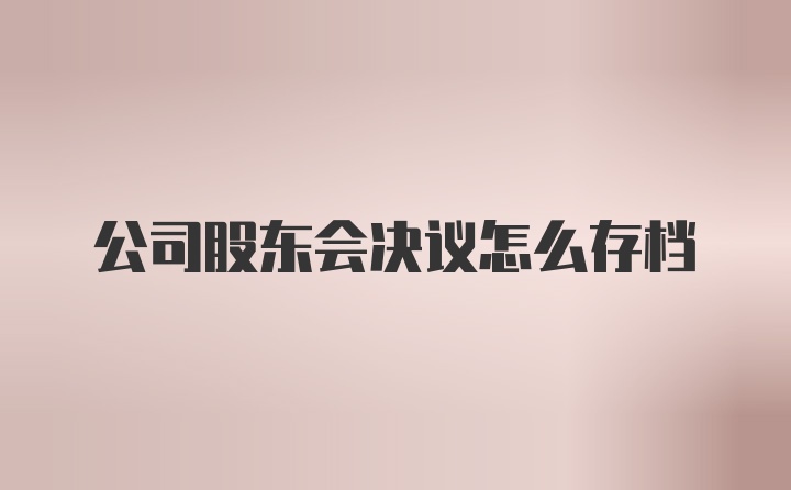 公司股东会决议怎么存档