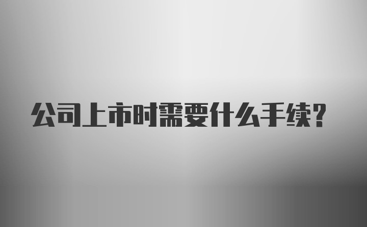 公司上市时需要什么手续？