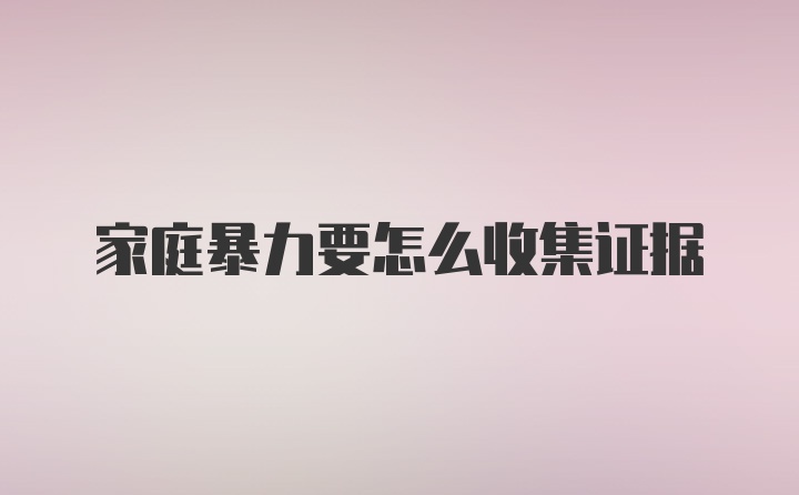 家庭暴力要怎么收集证据