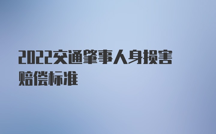 2022交通肇事人身损害赔偿标准