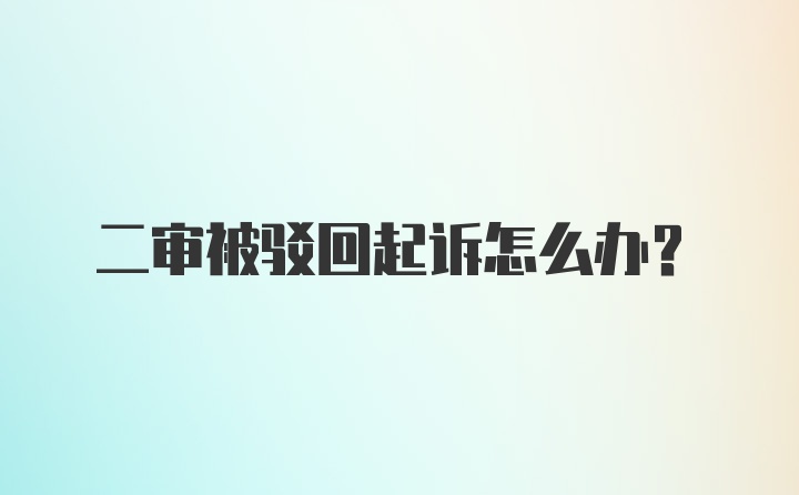 二审被驳回起诉怎么办？