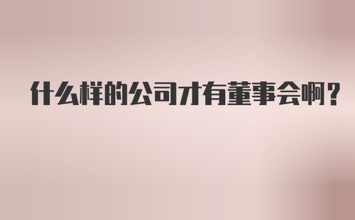 什么样的公司才有董事会啊？