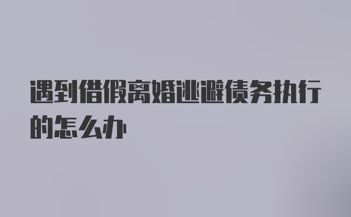 遇到借假离婚逃避债务执行的怎么办