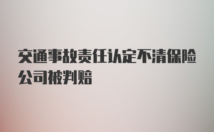 交通事故责任认定不清保险公司被判赔