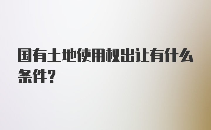 国有土地使用权出让有什么条件？