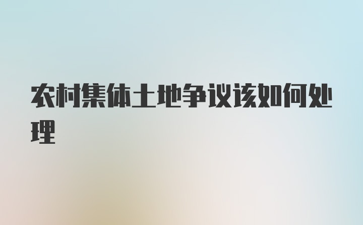 农村集体土地争议该如何处理