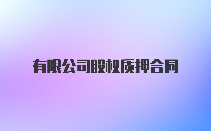 有限公司股权质押合同