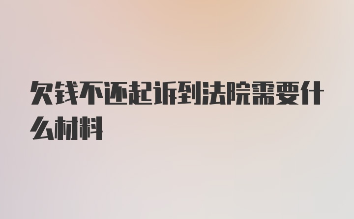 欠钱不还起诉到法院需要什么材料