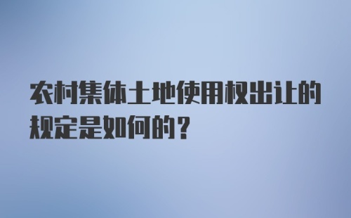 农村集体土地使用权出让的规定是如何的？