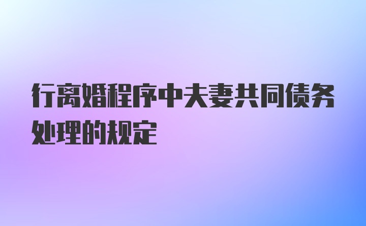 行离婚程序中夫妻共同债务处理的规定