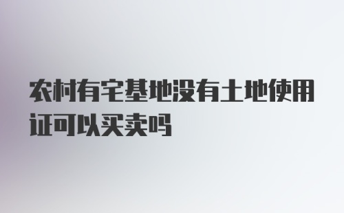 农村有宅基地没有土地使用证可以买卖吗