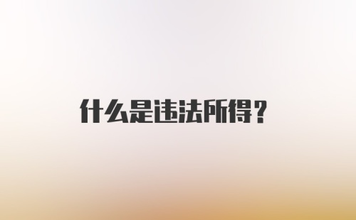 什么是违法所得？