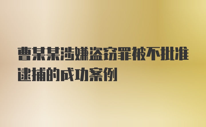 曹某某涉嫌盗窃罪被不批准逮捕的成功案例