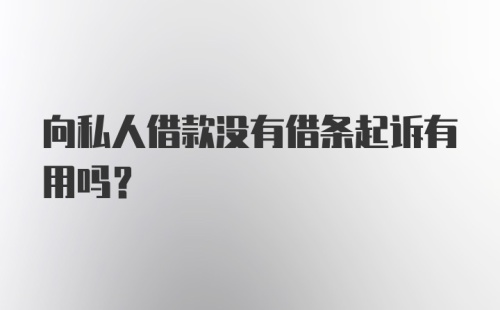 向私人借款没有借条起诉有用吗？